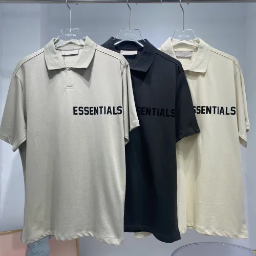Fear of God Classic Flocking Letter Logo Lapel Collar Polo Shirt Casual Cotton Short Sleeve