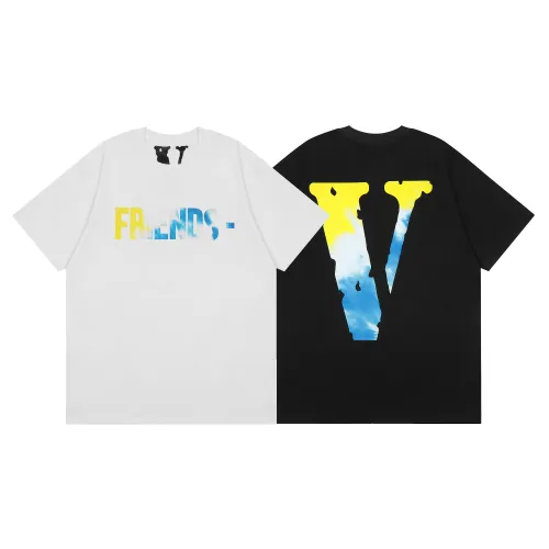 Vlone Fashion Breathable Colorful Letter Print Short Sleeve Unisex Street T-shirt