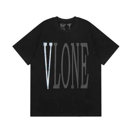 Vlone Fashion Letter Print Short Sleeve Unisex Street Casual Cotton T-shirt