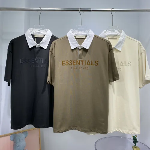 Fear of God Classic Flocking Letter Logo Lapel Collar Polo Shirt Casual Cotton Short Sleeve