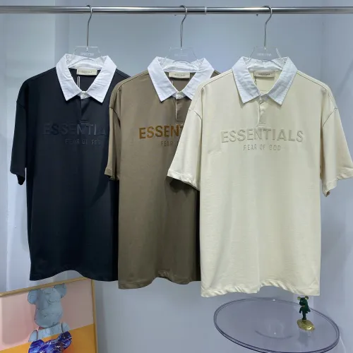 Fear of God Classic Flocking Letter Logo Lapel Collar Polo Shirt Casual Cotton Short Sleeve