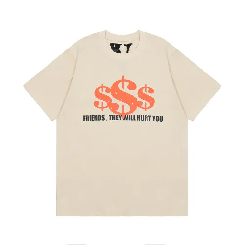 Vlone New Fashion Letter Print T-shirt Unisex Street Style Cotton Short Sleeve