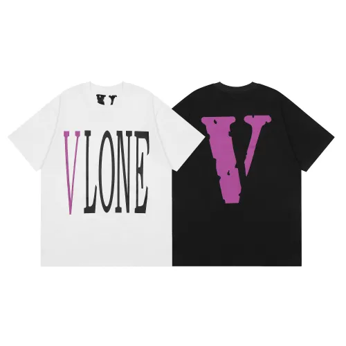 Vlone New Multicolor Letter Print Cotton T-shirt Unisex Casual Crew Neck Short Sleeve