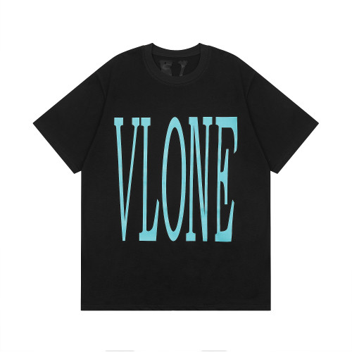 Vlone New Fashion Letter Print Cotton T-shirt Unisex Street Oversized Short Sleee