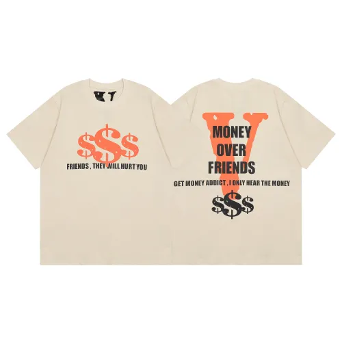 Vlone New Fashion Letter Print T-shirt Unisex Street Style Cotton Short Sleeve