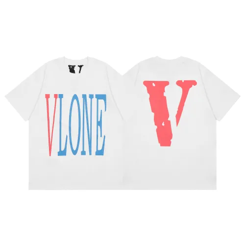 Vlone Classic Unisex Multicolor Letter Print Short Sleeve Fashion Lightweight T-shirt