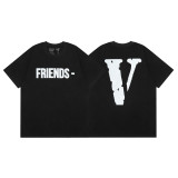 Vlone New Fashion Letter Print T-shirt Unisex Casual Classic Solid Short Sleeve
