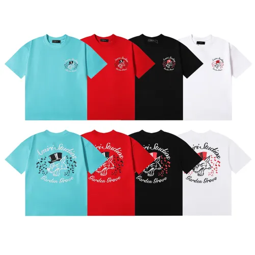 Amiri Mr. Grey Wolf Note Print T-shirt Unisex Classic Casual Short Sleeves