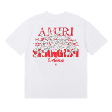 Amiri Fashion Bone Print T-shirt Unisex Classic Casual Short Sleeves