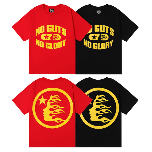 Hellstar No Guts No Glory Slogan Printed Short Sleeves Unisex Casual Loose T-shirt