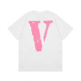 Vlone Unisex New Print T-shirt Vintage Street Oversized Cotton Short Sleeve