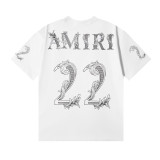 Amiri Fashion 22 Printed T-shirt Unisex Casual Loose Short Sleeves