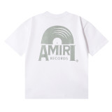 Amiri Records Light Green Printed T-shirt Unisex Classic Casual Short Sleeves