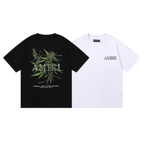 Amiri Fashion Plant Print T-shirt Unisex Cotton Casual Short Sleeves