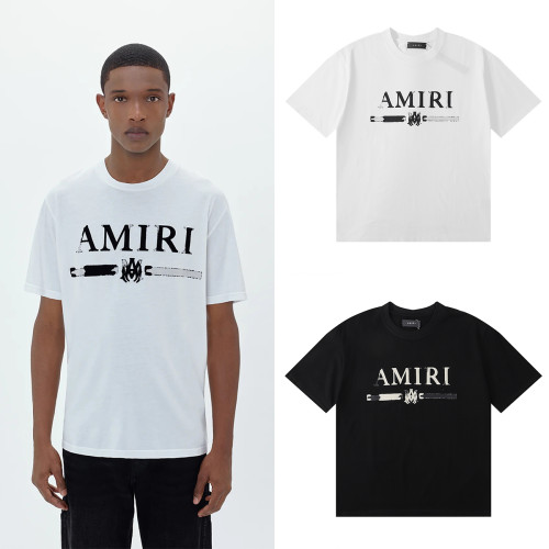 Amiri Classic Letter Print T-shirt Unisex Casual Short Sleeves