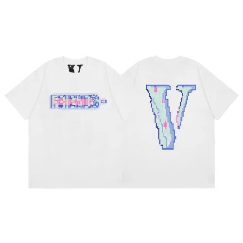 Vlone New Fashion Colorful Letter Print Short Sleeve Unisex Street Style T-shirt