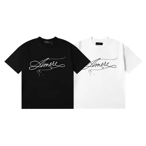 Amiri Stitch Printed T-shirt Unisex Casual Loose Short Sleeves