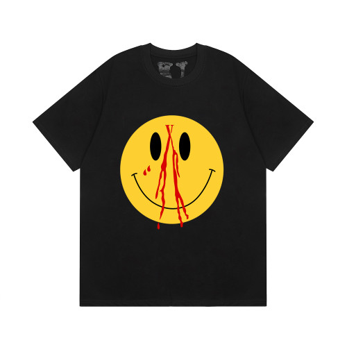Vlone New Fashion Smile Face Pattern Print Casual Classic Short Sleeve