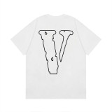 Vlone Casual Vintage Print T-shirt Unisex New Street Style Solid Cotton Short Sleeve