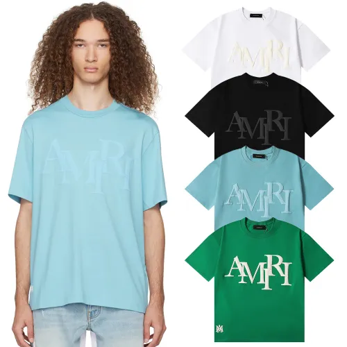 Amiri High Street Foam Printed T-shirt Unisex Classic Casual Short Sleeves