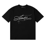 Amiri Stitch Printed T-shirt Unisex Casual Loose Short Sleeves