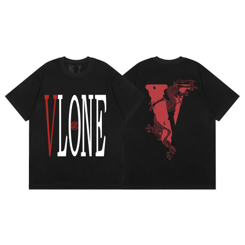 Vlone Fashion Classic Print Short Sleeve Unisex Street Oversized Cotton T-shirt