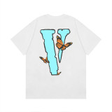 Vlone New Fashion Butterfly Printing T-shirt Unisex Casual Cotton Short Sleeve