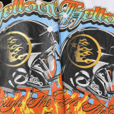 Hellstar Helmet Flash Print T-shirt Unisex High Street Casual Short Sleeves