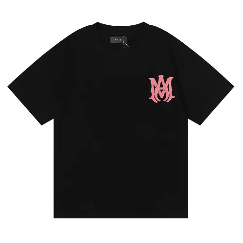 Amiri Classic Letter Print T-shirt Unisex Loose Casual Short Sleeves