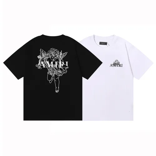 Amiri High Street Style Angel Cupid Foam Print T-shirt Unisex Classic Casual Short Sleeves