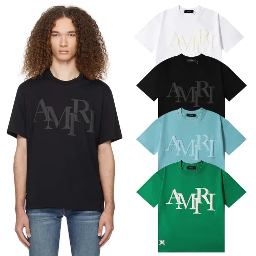 Amiri High Street Foam Printed T-shirt Unisex Classic Casual Short Sleeves