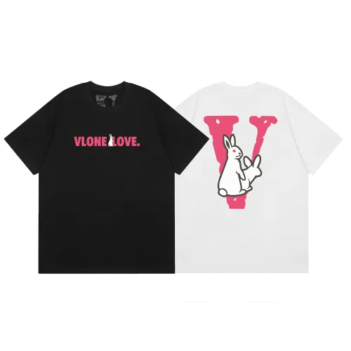 Vlone New Letter Print Cotton T-shirt Unisex Casual Loose Solid Short Sleeve