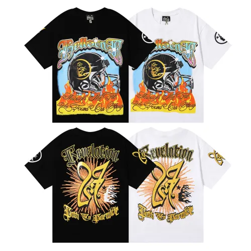 Hellstar Helmet Flash Print T-shirt Unisex High Street Casual Short Sleeves