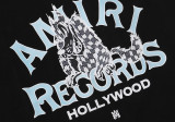 Amiri Records Wolf Logo Print T-shirt Unisex Classic Casual Short Sleeves