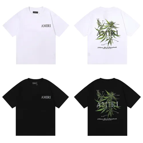 Amiri Fashion Plant Print T-shirt Unisex Cotton Casual Short Sleeves