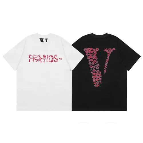 Vlone New Fashion Colorful Letter Print Short Sleeve Unisex Casual Lightweight T-shirt