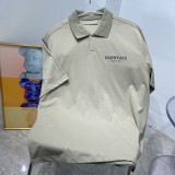 Fear of God Reflective Letter Logo Lapel Collar Polo Shirt Casual Cotton Short Sleeve