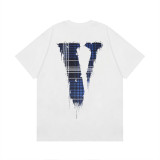 Vlone New Multicolor Letter Print T-shirt Unisex Breathable Street Short Sleeve