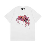 Vlone Fashion Colorful Print T-shirt Unisex Casual Street Oversized Cotton Tee