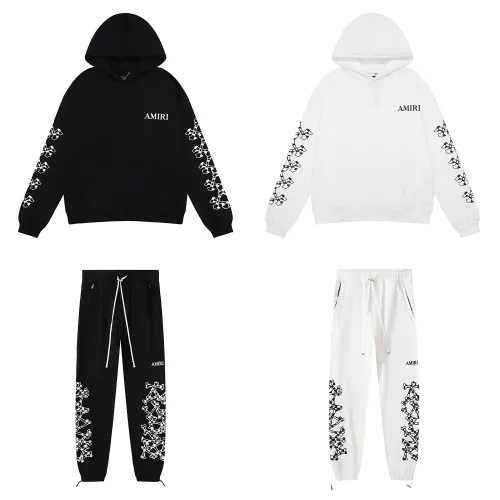 Amiri Skull Cross Foam Print Hoodie Unisex Casual Cotton Sports Set