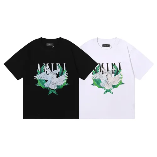 Amiri Peace Dove Print T-shirt Unisex Cotton Casual Short Sleeves