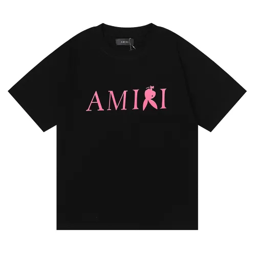 Amiri Inverted Rogue Rabbit Pink Print T-shirt Unisex Loose Casual Short Sleeves