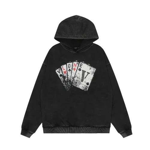 Vlone Poker Print Hoodies Unisex Casual Street Sweatshirts