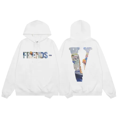 Vlone Letter Logo Print Hoodies Unisex Casual Wool Sweatshirts