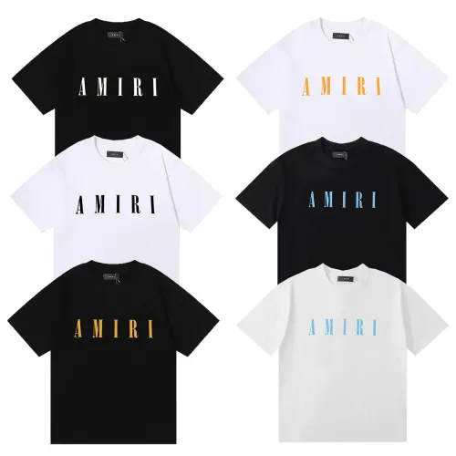 Amiri Classic Letter Print T-shirt Unisex Cotton Casual Short Sleeves
