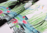 Amiri Double Crane Printing T-shirt Unisex Loose Casual Short Sleeves