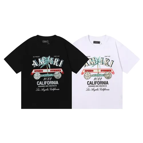 Amiri Coconut Beach Print T-shirt Unisex Cotton Casual Short Sleeves