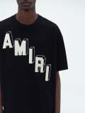 Amiri Stereoscopic Logo Print T-shirt Unisex Cotton Casual Short Sleeves