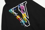 Vlone Logo Print Black Hoodies Unisex Casual Sweatshirts