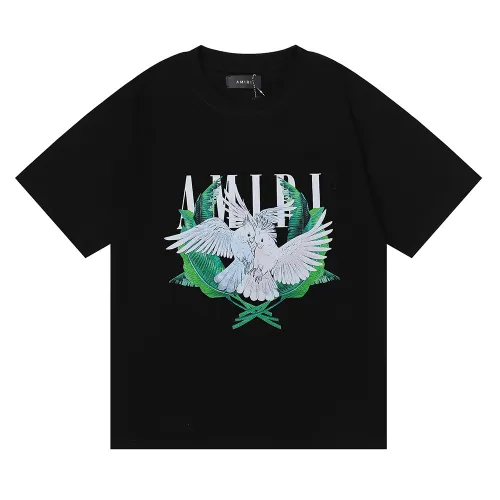 Amiri Peace Dove Print T-shirt Unisex Cotton Casual Short Sleeves